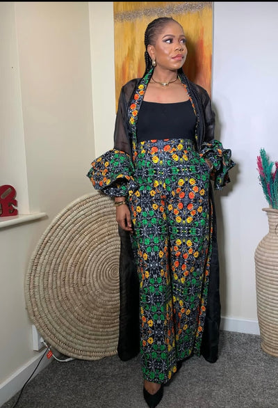 NANCY ORGANZA KIMONO PANT SET